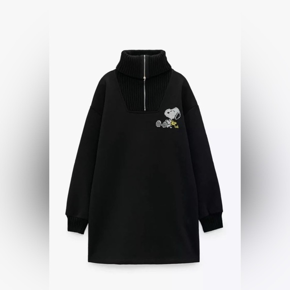 Zara Snoopy Peanuts Sweater Zip Dress Limited Edition Woodstock Size S - Picture 4 of 12